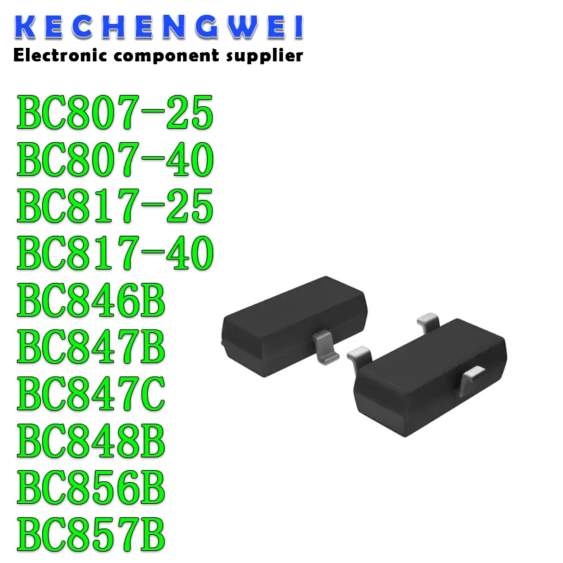 100 Uds BC807-25 BC807-40 BC817-25 BC817-40 BC846B BC847B BC847C BC848B BC856B BC857B SOT23 BC807 BC817 BC846 BC847 BC856 BC857