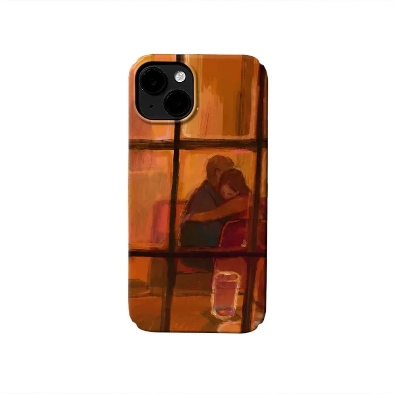 

Orange Warm Embrace Oil Painting Phone Case for IPHONE 17 Air 16E 15 PROMAX 14 Plus 13 12 MINI 11 16Plus XR Acrylic Phone Cover