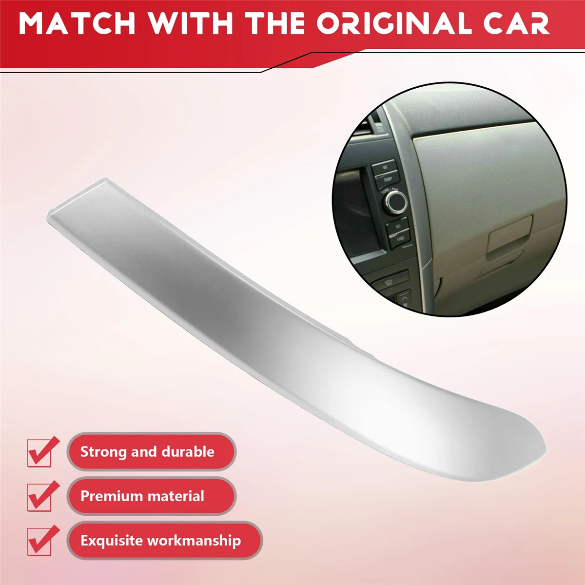 AT77 2Pcs 대시 보드 트림 커버 스트립 Toyota Corolla Altis 2009 2010 2011 2012 2013 중앙 제어 자동차 스타일링