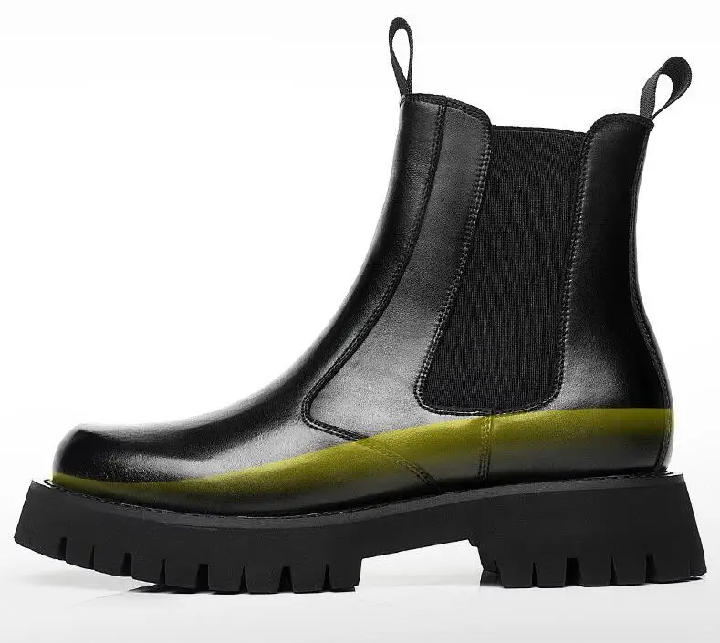 2025 Winter Männer Chelsea Gummi Stiefel Unsichtbare Ferse Männer Angehoben Stiefel Männer Leder Plattform Stiefel Höhe Zunehmende – Detail 7