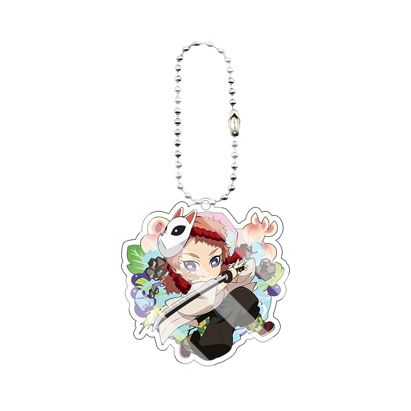 Anime Characters Demon Slayer Acrylic Keychain Bag Charm Cute Q Version Rengoku Tanjiro Giyuu Makomo Backpack Pendant Decor Gift view 5