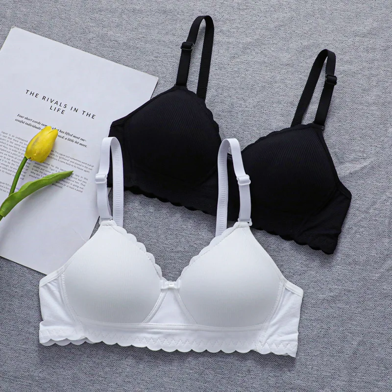 New Thin Wireless Bra Girl Bra Gather Adjustable Lace Bow Student Comfortable Girl Bra Teenage Girls Clothing 14 16 18 Years