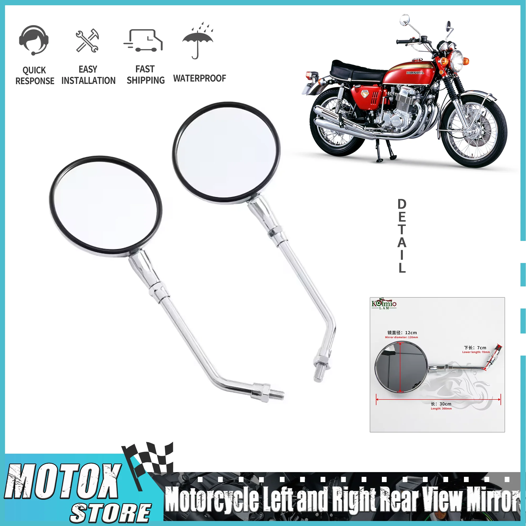 Fit For HONDA CB250 CB400 CB600 Hornet CB900 CB1300 CB500 CB750 VT750 VT1100 Motorcycle Left and Right Rear View Mirrors