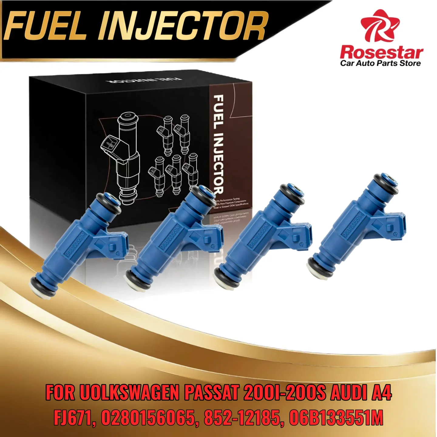 

4pcs Fuel Injector Set for Audi A4 for VW Passat L4 18L FJ671 0280156065 85212185 06B133551M