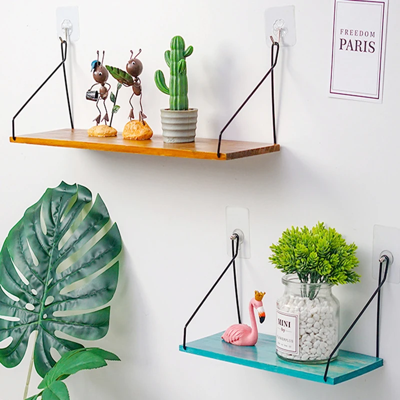 1Pc Floating Shelves Wall Bookshelves Wall Mounted Display Stand Wood Storage Shelf for Living Room Bathroom Bedroom Kitchen