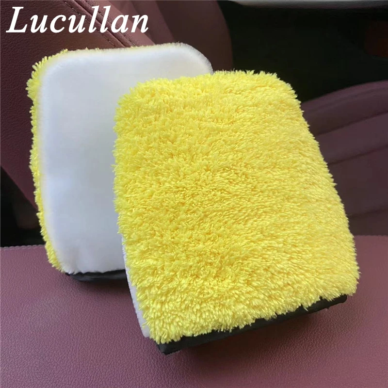 Lucullan 4th Interior Scrubbing Mitt One Side Brush-like Bristle,The Other Yellow Terry Clothes