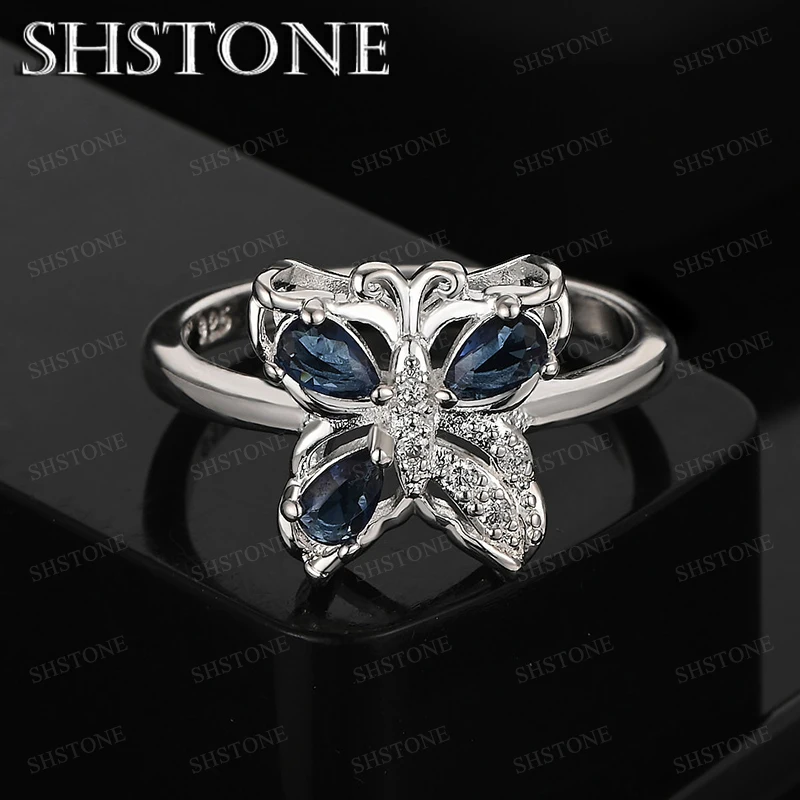 

Inlaid Blue Zircon Rings 925 Sterling Silver Butterfly Ring For Lady Charm Jewelry Engagement Wedding Accessories Party Gifts