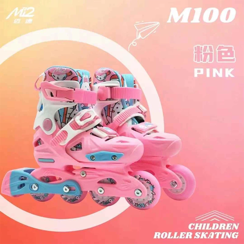 Mi2 Children's Professional Slalom Freestyle Inline Roller Skates with Protective Gear Set Adjustable Size for Boys and Girls