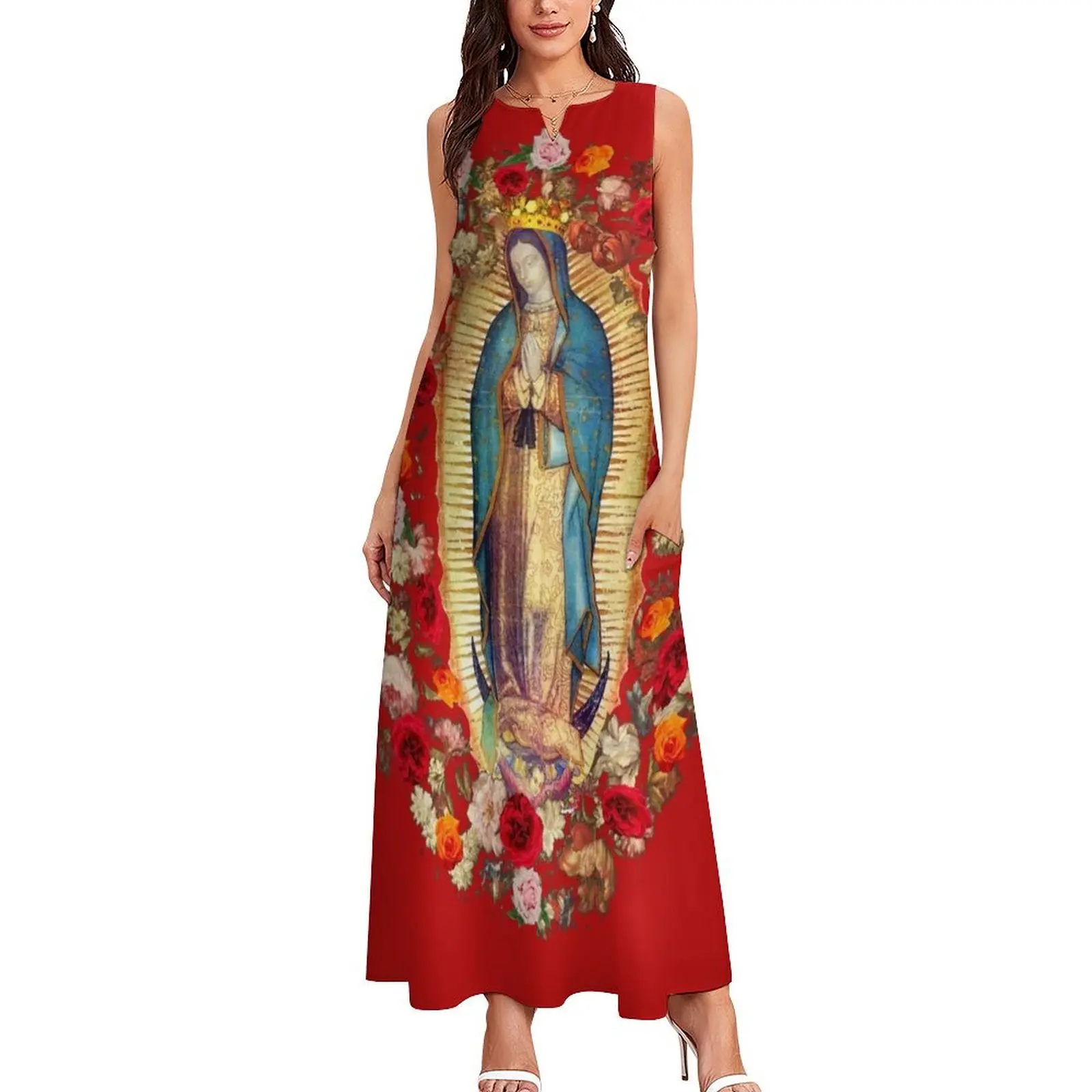 Our Lady of Guadalupe Mexican Virgin Mary Mexico Catholic Saint Long Dress Women's summer dresses luxury woman party dress Dress