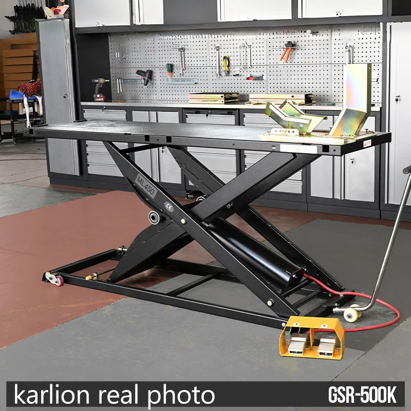 KARLION GSR-500K 500kg Scissor Hydraulic & Pneumatic Motorcycle Lift Table with CE Certification 10-Year Lifetime