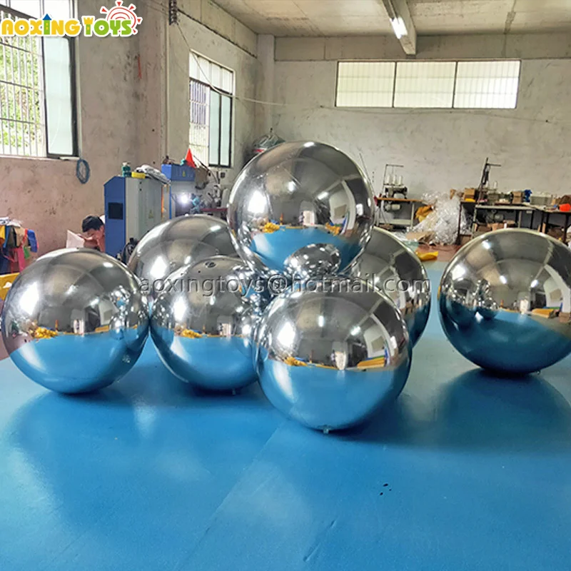 60-300cm Giant Silver Inflatable Mirror Ball,PVC Inflatable Reflective Balloon For Party Stage Advertising Decoration Events