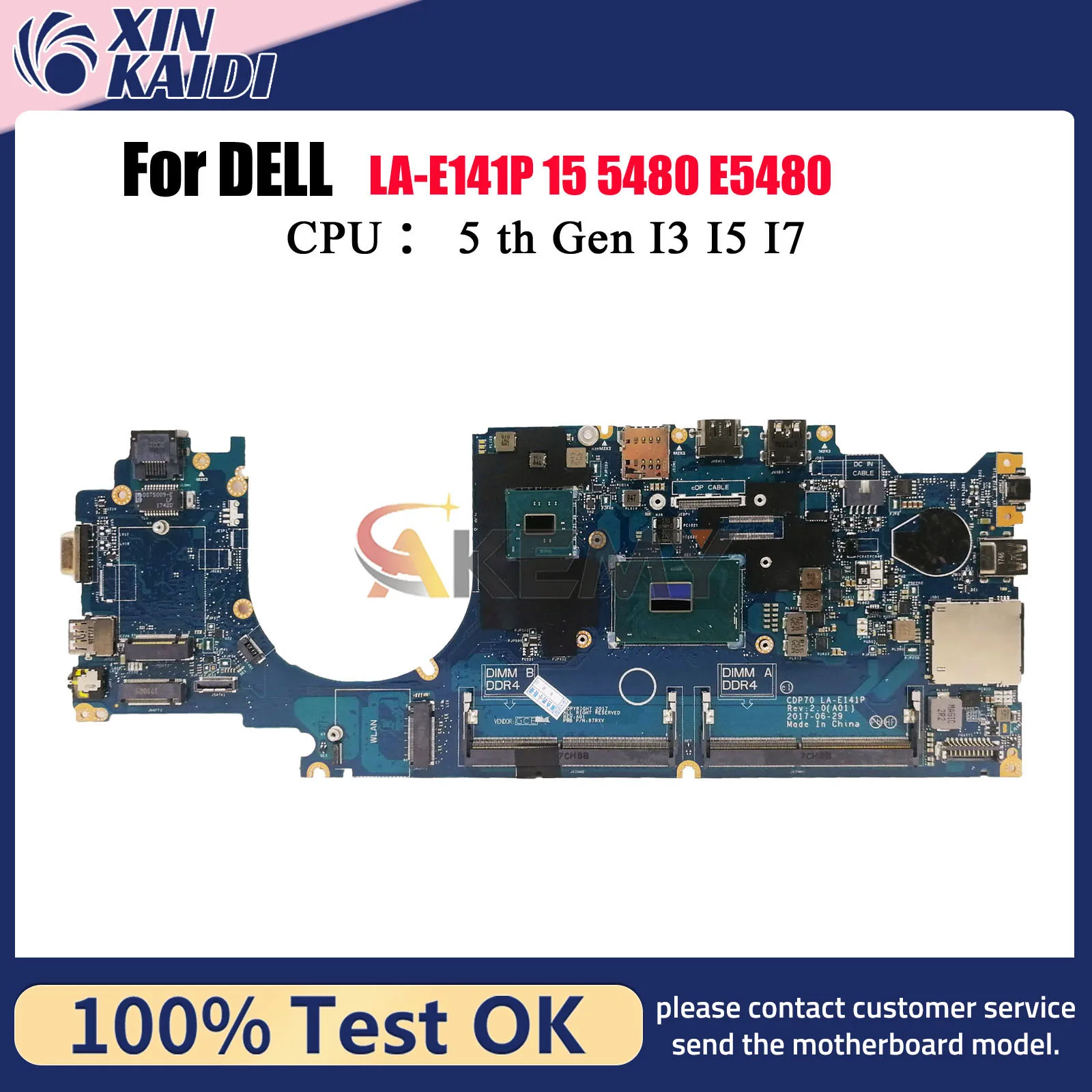 

For DELL Latitude E5480 5480 Laptop Motherboard LA-E141P with i5 i7 CPU CN-07W358 01R39G 02WXD6 07X098 0MP1YJ 100% Fully Tested