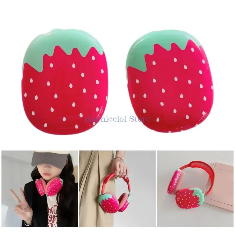 Full Coverage Strawberry Protector Headsets Cover for Airpods Pods Earphone Case,Shockproof PC Earpads Easy to Carry E8BA