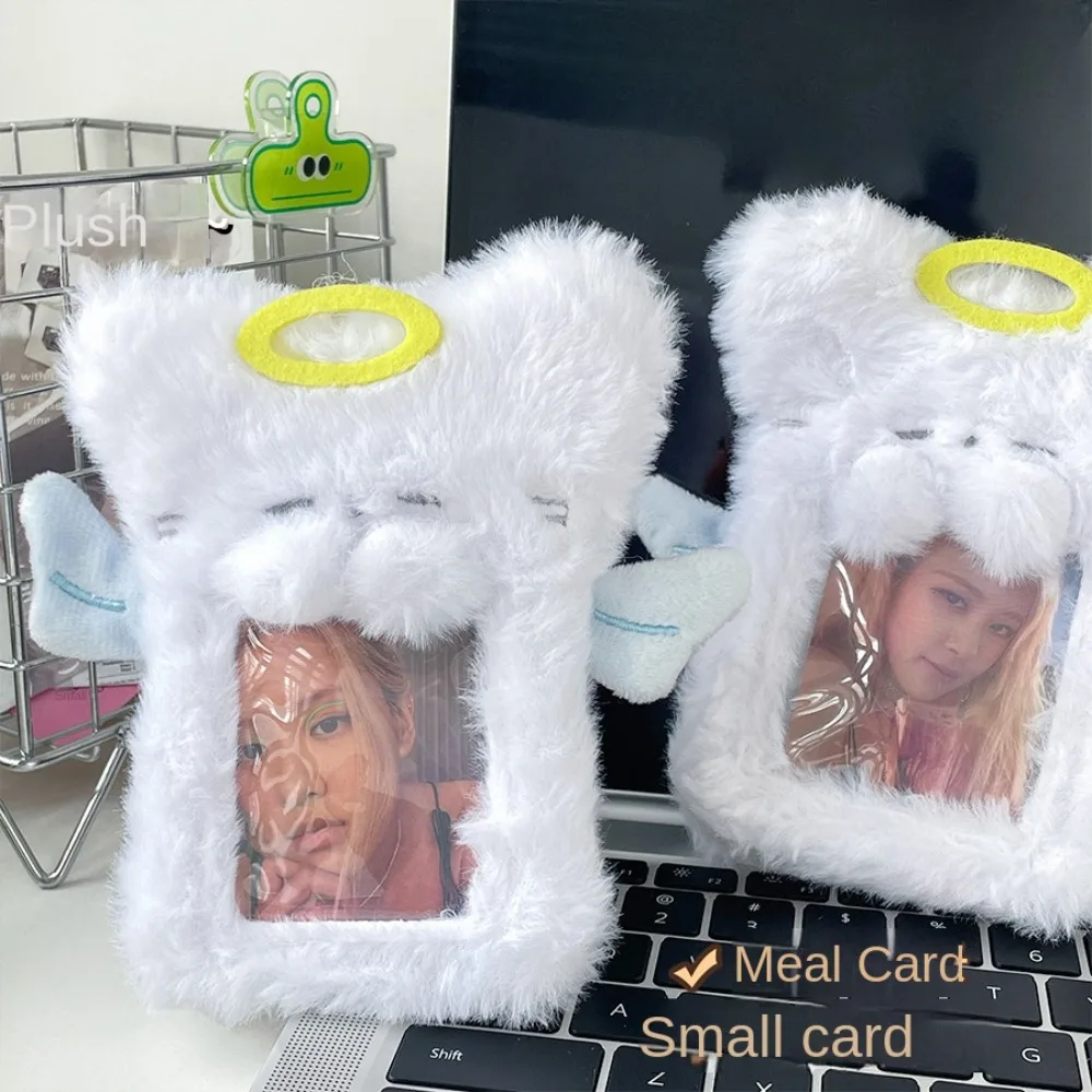 PP Cotton Angel Photo Protective Case Transparent PVC Rabbit Card Holder Soft Dustproof Cartoon Plush Photocard Holder Backpack