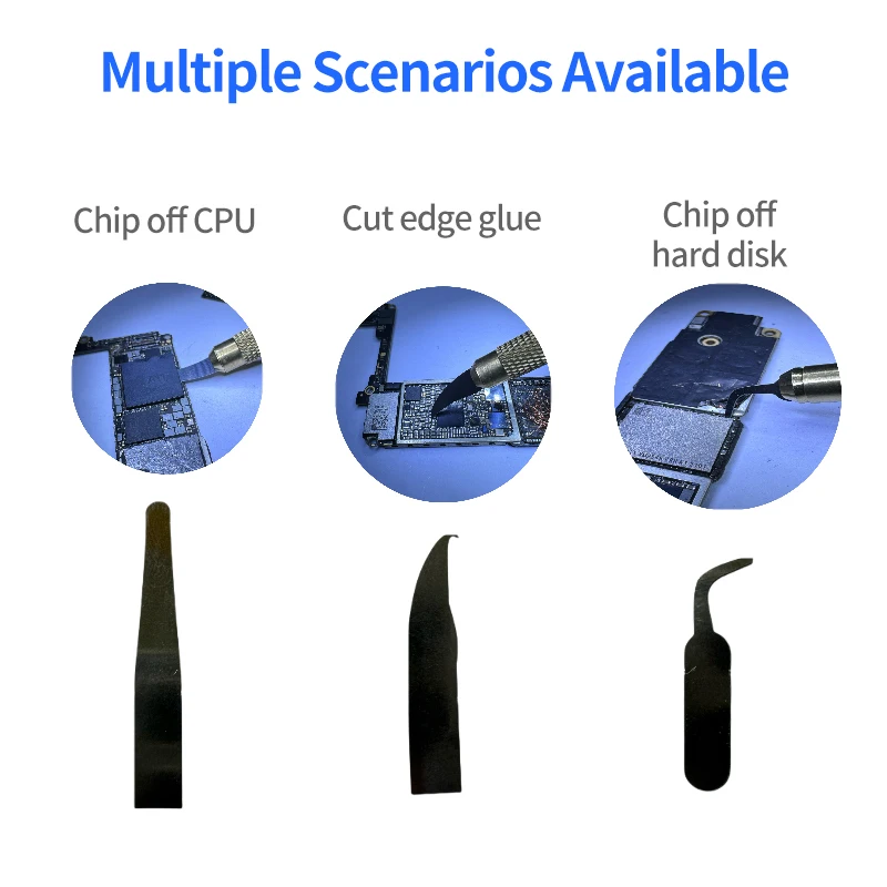 LANRUI Set di lame per riparazione CPU per riparazione di telefoni cellulari Disco rigido CPU Chip IC Smontaggio Colla per bordi Colla nera Strumenti per lama da taglio