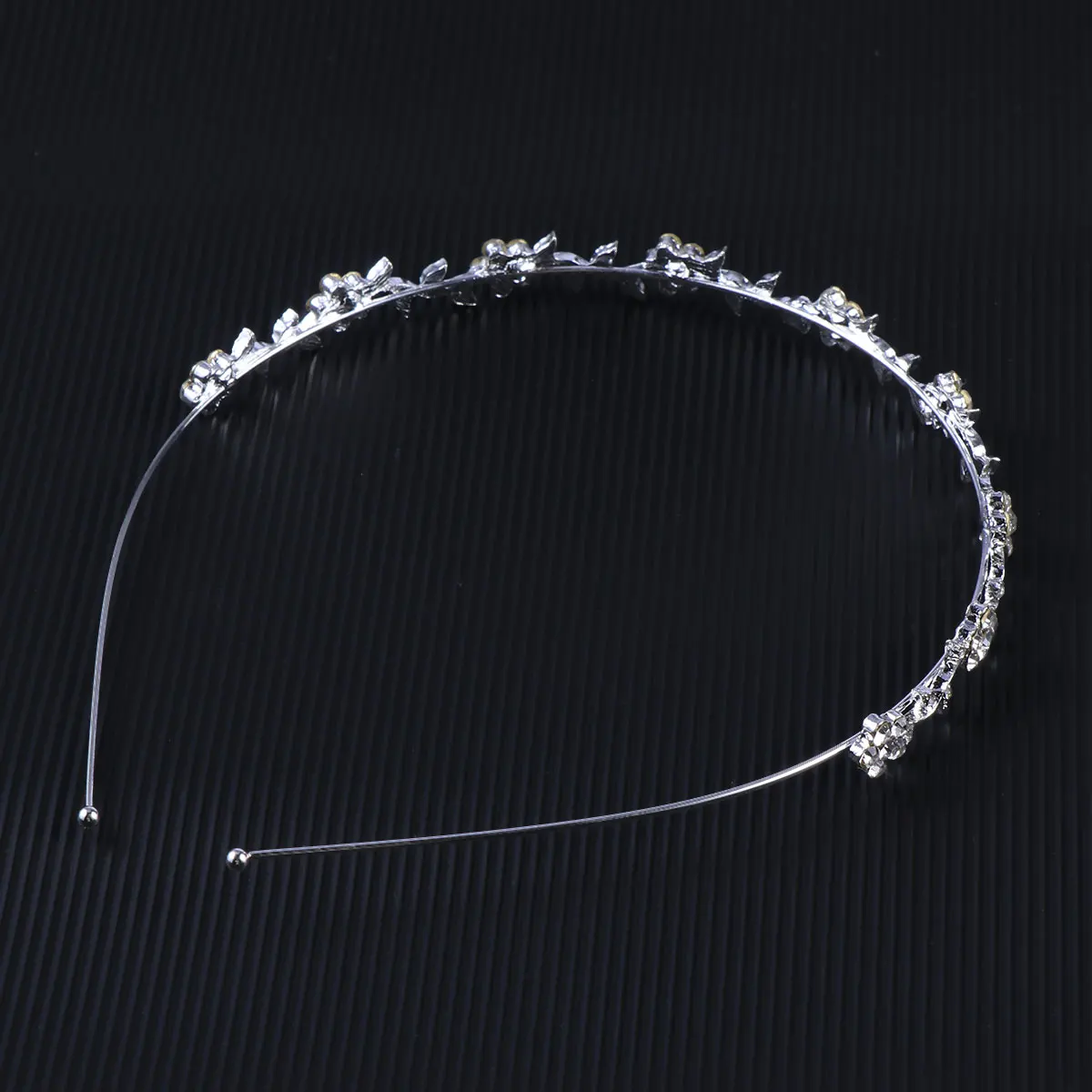 

Petal Crown Tiara Rhinestone Wedding Headband Silver Large Flower Hair Accessory for Women Prom Engagement