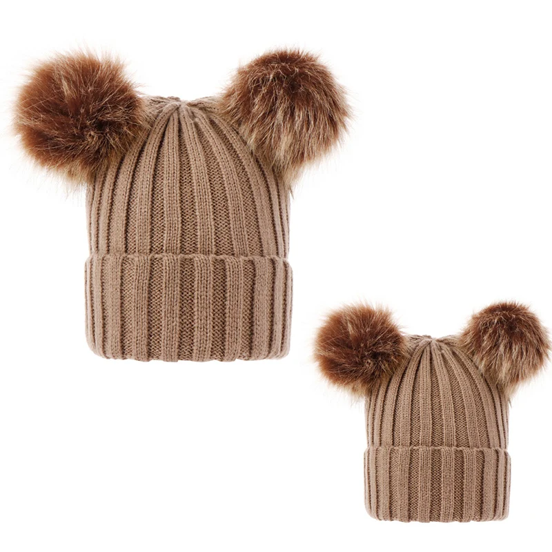 Winter Frauen Gestrickte Hüte Pompom Warme Frau Beanie Hut Faux Pelz Ball Teenager Mädchen Kappe Bommeln Weihnachten Hut – Detail 8