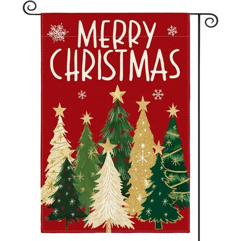 1Pc Ktka Colorlife Red Merry Christmas Trees Garden Flag Outside 12X18 Inch |   Double Sided, Weather & Fade Resistant, Yard Outdoor