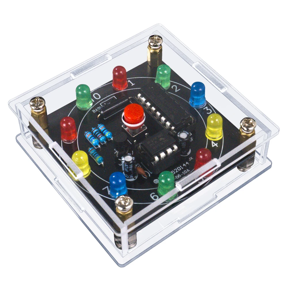 Zestaw DIY Koło Fortuny LED, Elektroniczna Gra w Rzucanie Kostkami, Zestaw do Samodzielnego Lutowania, Wyjście 3-pinowe, Impulsy NE555 CD4017 3V DIY