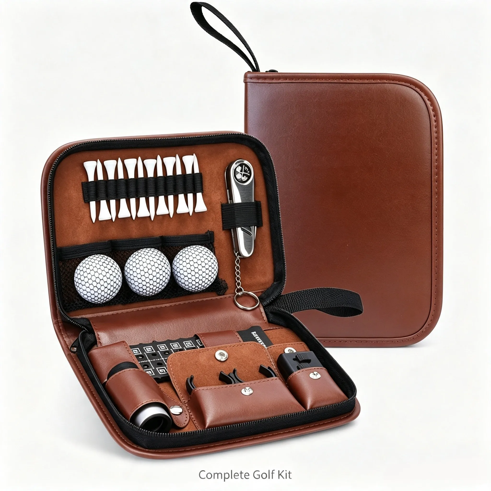 Portable Large Capacity Leather Golf Accessory Storage Bag Multifunctional Golf Tool Pouch Ideal Gift For Golf Lovers