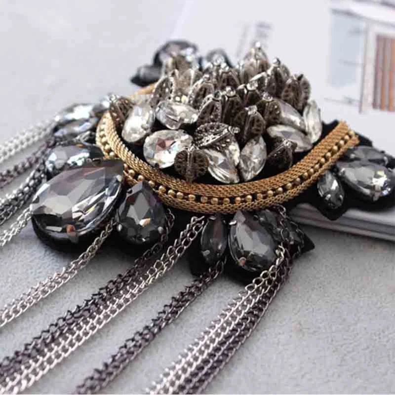 Shinning Chain Rhinestones สำหรับ Epaulet Fringe โลหะไหล่ Epaulette Dropship