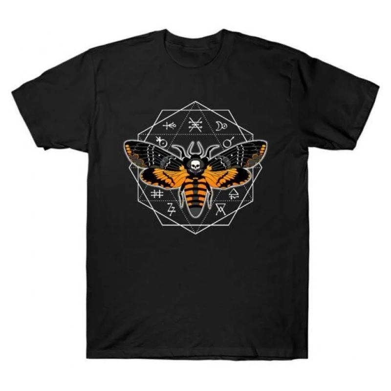 Deathshead Moth Alchemy circle - Skulls Silence of the lambs Horror movie Hannibal Gift t shirt Scary Cannibal Graphic Clothes