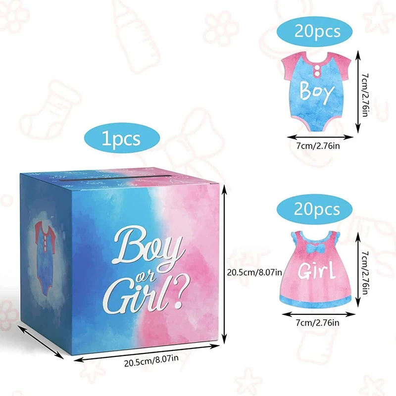 Baby Gender Reveal Voting Box, Meninos e Meninas, Baby Shower Game, Decoração de Festa, 1 Conjunto