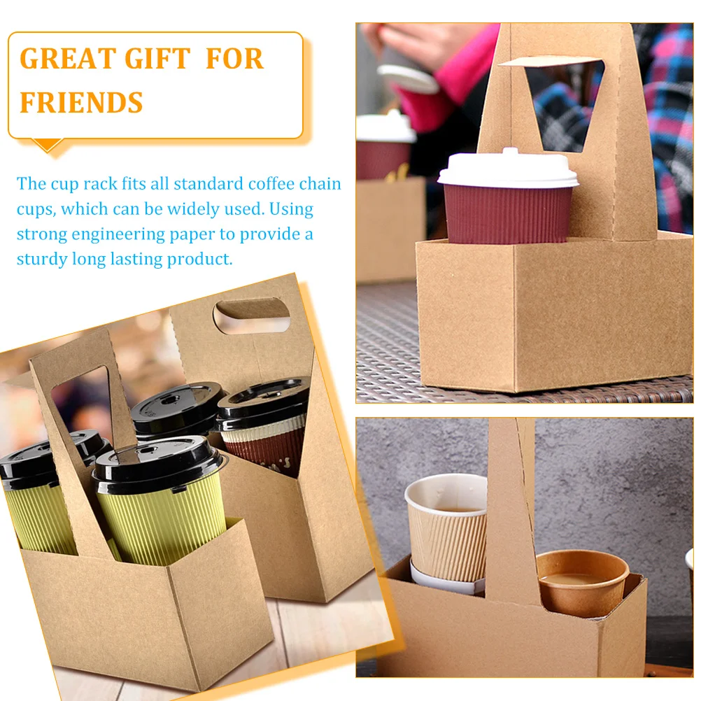 

10pcs Corrugated Paper Cup Holder Drink Carrier Portable Coffee Tea Juice Carrier For Takeout Delivery Disposable Beverage