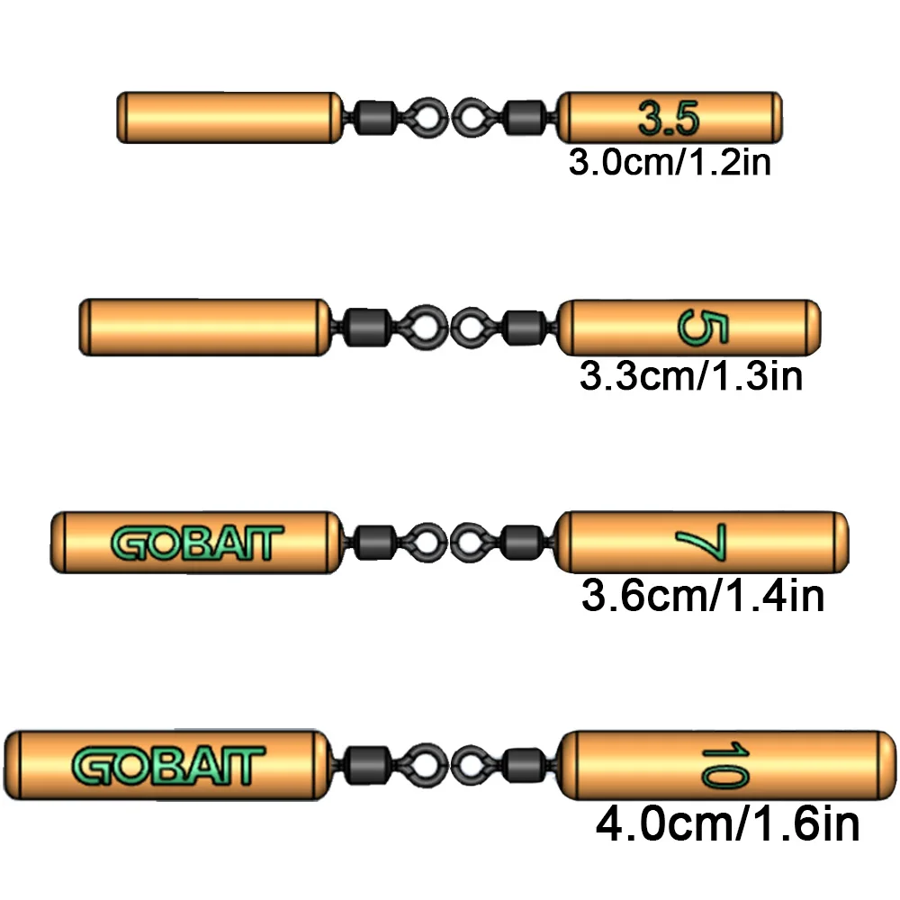 GOBAIT Angeln Sinker 3,5g 5g 7g 10g Gewicht 10PCS Schlanke Quick Rod Plumb Anhänger Getriebe schwenk Metall Jig Pesca Tackle Cast Tool – Detail 1
