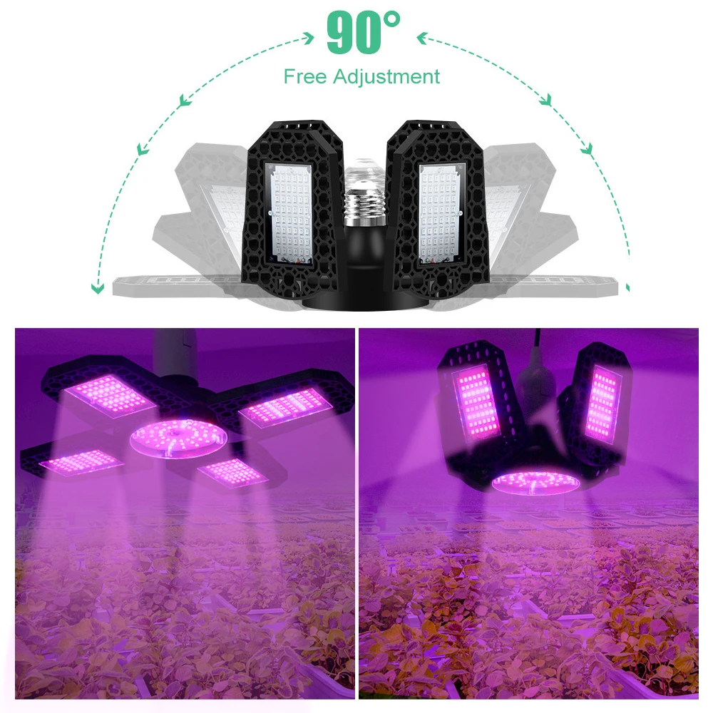 E27 Full Sepctrum oświetlenie LED do uprawy AC85-265V składane rośliny rosną światła SMD2835 IP65 do sadzenia warzyw w pomieszczeniach