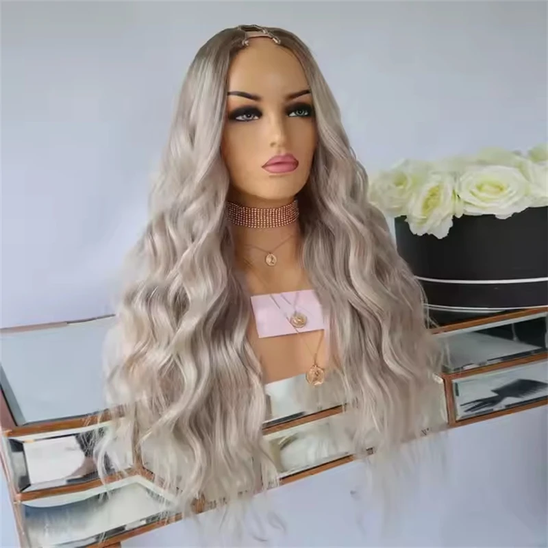 Ombre Paltinum Blonde Human Hair U Part Wig 2x4 Opening Silky Body Wave Wig Fast Shipping Wigs For Women Natural Looking 18 Inch