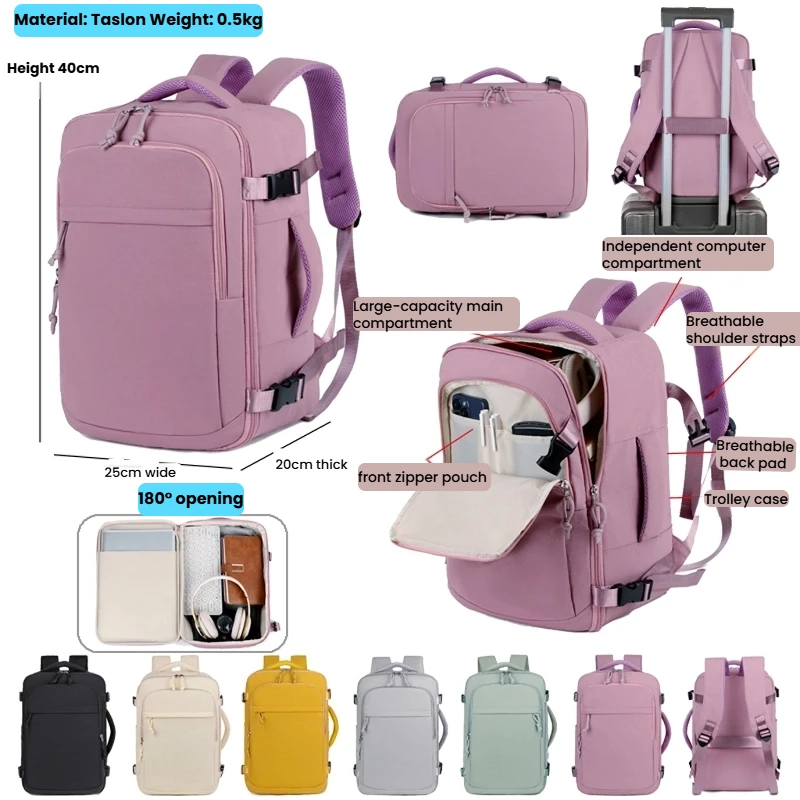 

Women Men Hand Luggage Backpack Business College Laptop Travel Backpack Waterproof Carry on mochila viaje cabina avion 40x20x26