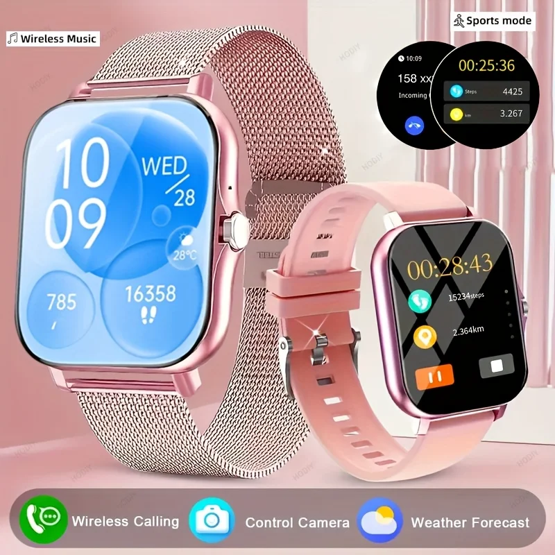 New Large Screen Alloy Body Watch - Super Intelligent, Stylish, Lightweight, Wireless Calling and Message Reminder, Date Display, Stainless Steel Strap - Perfect As A Gift Choice, Music,Touch Sensitive, Valentine's Day Gift,For Android and IPhone