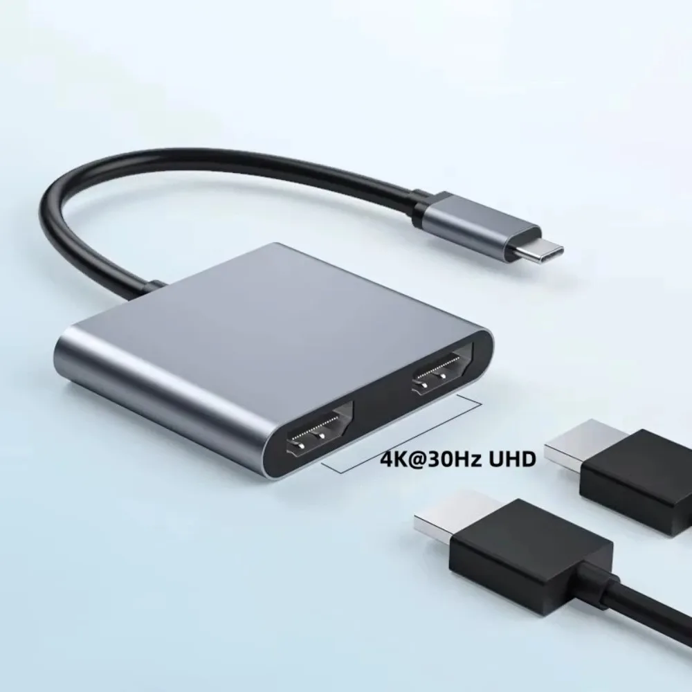 USB‑C Thunderbolt4 Compatible Adapter Dual 4K@30Hz HDMI‑compatible Multi‑Display Extended Hub For Macbook Pro HP ZBook Lenovo