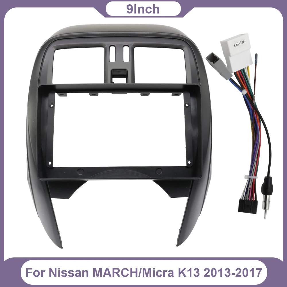 9 Inch Car Audio Dash Trim Fascia Kit for Nissan March / Micra K13 2013-2017 2Din Radio MP5 Frame Panel image 3