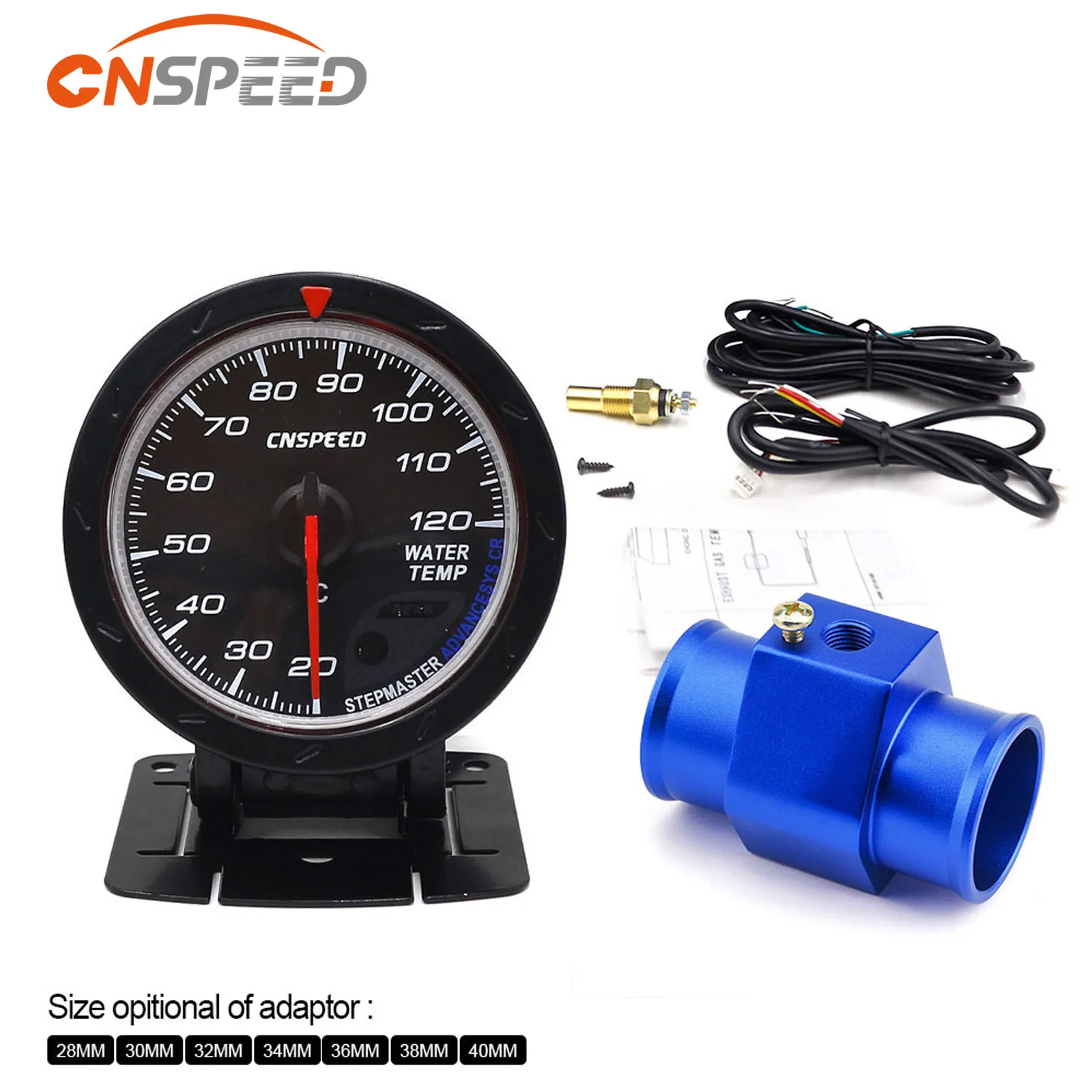 CNSPEED 60MM Car Water Temperature Gauge 20-120 Celsius With Water Temp Joint Pipe Sensor Adapter 1/8NPT