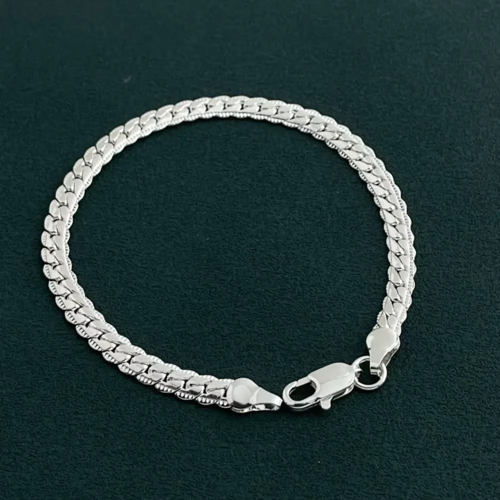 

925 Sterling Silver Sideways 5mm Bracelet for Men and Women, Luxury Evening Jewelry Bracelet Accessories
