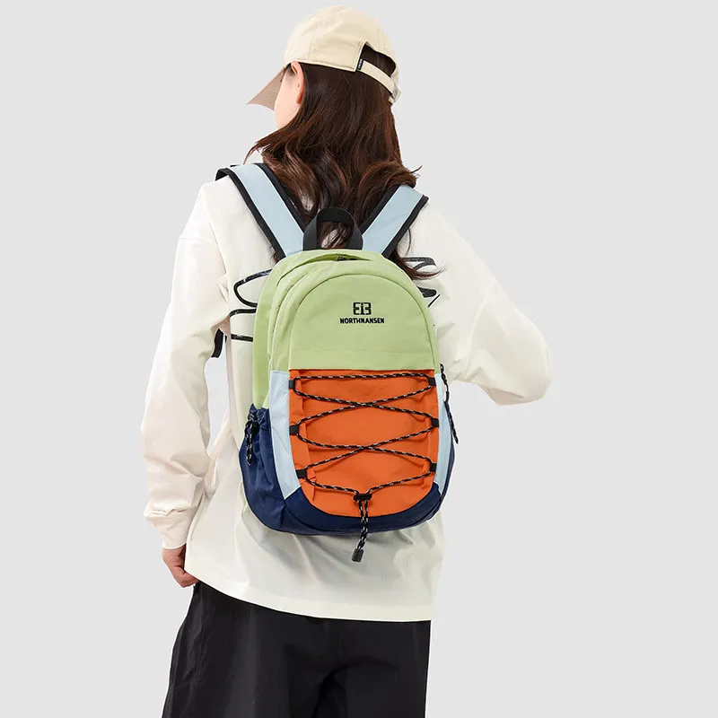 Japanese-style minimalist color-blocked backpack, portable backpack for outdoor travel, large-capacity laptop bag for short trip