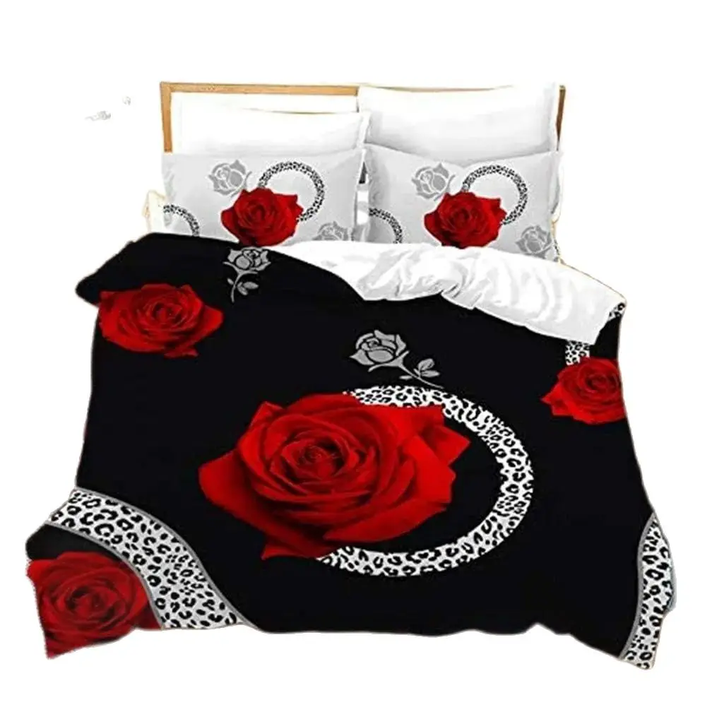 Red Rose Bedding Sets Romance Rose Quilt Cover Couple Duvet Cover Valentine's Day Gift Bedroom Decoration Quilt King Size