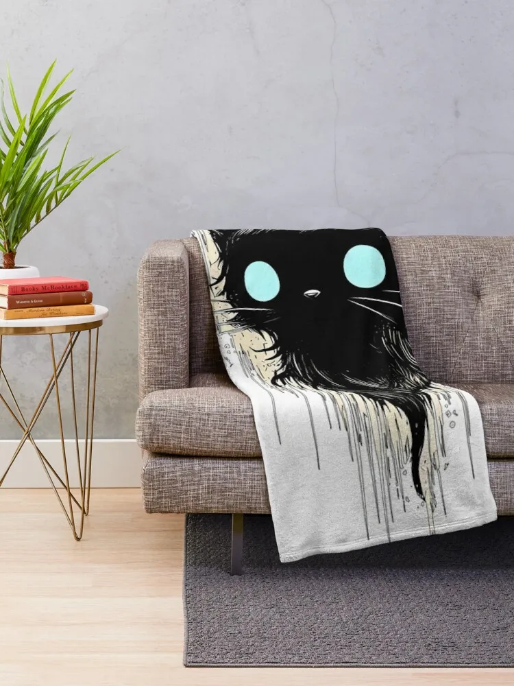 Ethereal Elegance: The Black Cat Wisp Throw Blanket Travel Personalized Gift Designers Decoratives Blankets