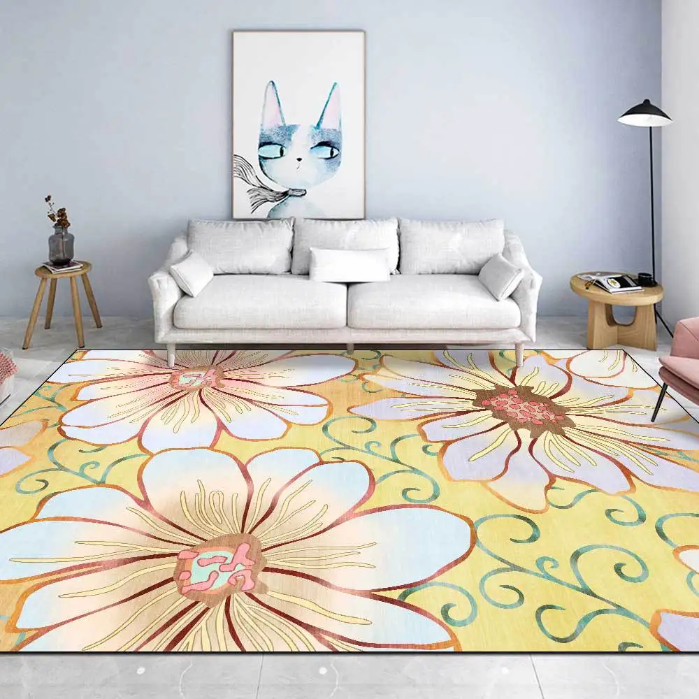 

Big Flower Pattern 3D Printed Carpets for Living Room, Large Carpet, Home Decor, Kids Play Area Rugs, Parlor, Soft Floor Mats