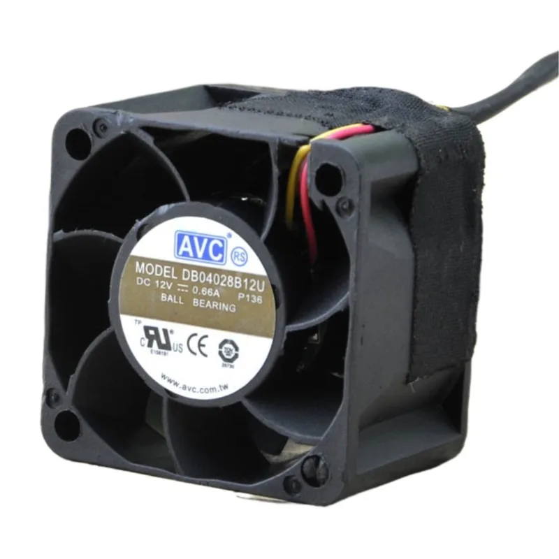 AVC 4028 40mm 12V 0.66A ボールベアリング冷却ファン、最大風量超高性能 40x40x28mm DB04028B12U