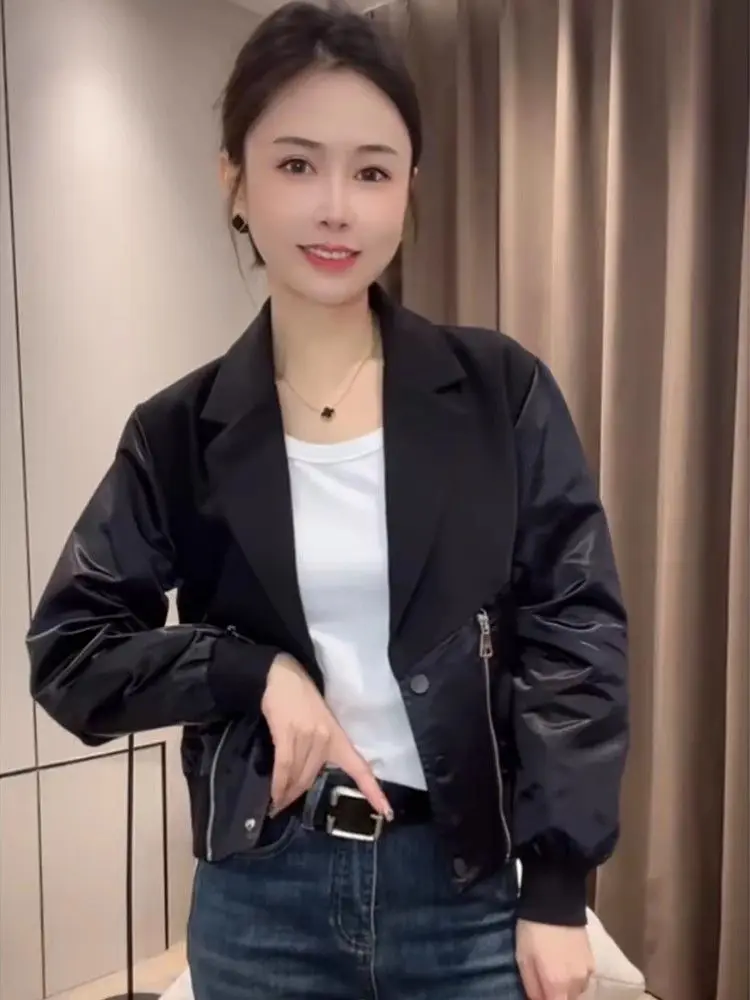 Fashionable Lapel Long Sleeved Short Jacket Women's New Style This Year's Popular Explosive Loose and Versatile Top Trend