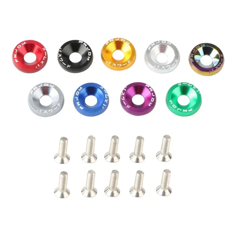 Car Modified Hex Fasteners Fender Washer  License Plate Bolts Engine Bumper Decorative License Frame Screws Car styling 10PCS