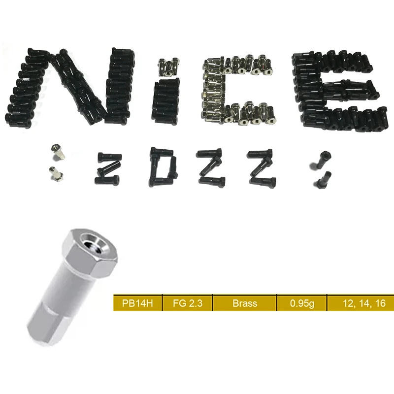1pcs/lot Pillar PB14H 14G( FG2.3) Hexagon Head Brass Bike Spoke Nipples Black Silver 12 14 16mm About 0.95g
