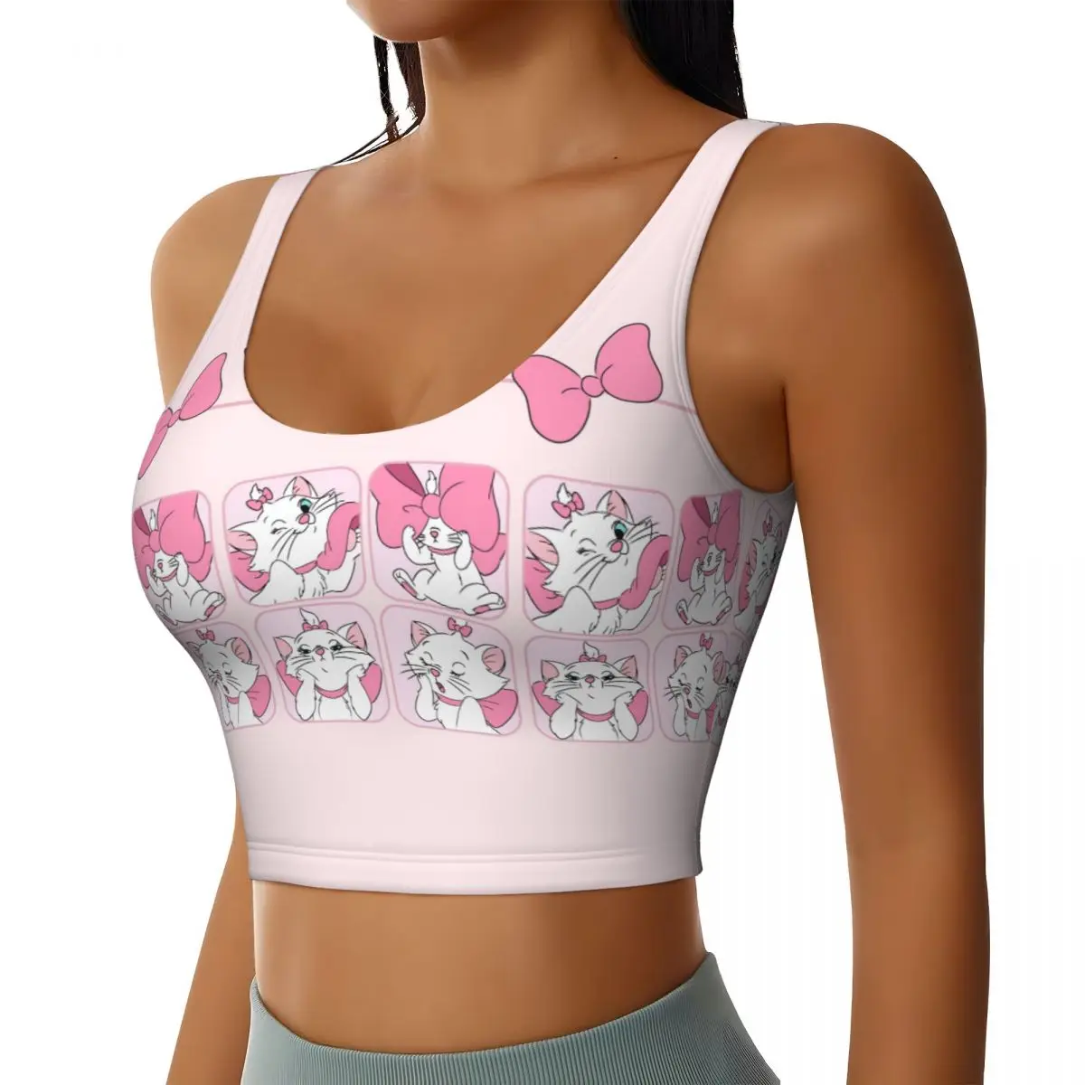 Custom High Impact Anime Sports Bra Women Marie Cat Gym Workout Yoga Crop Top