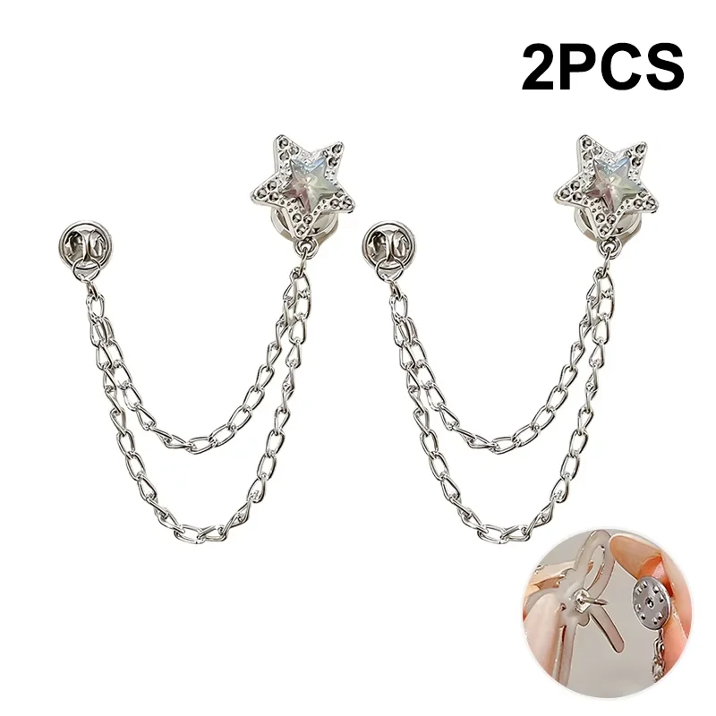 Magnetic Chain Waist Brooch Pearl Bow Star Pin T-shirt Hem Clamp Pants Cuff Fastener Women Daily Clothing Decor Accessories image 6