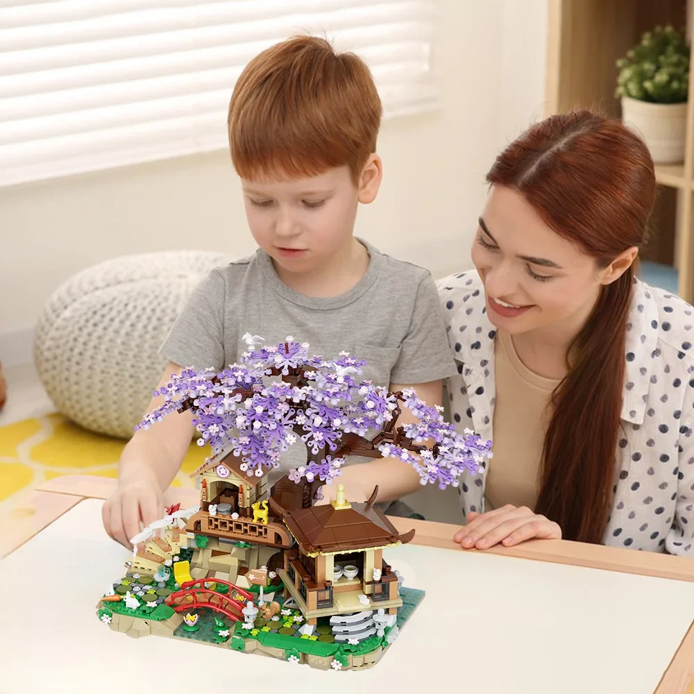 Cherry Blossom Tree Building Set, Flowers Tree House Model Sets for Adults, 1392Pcs Micro Bricks Collectible Creative Gifts