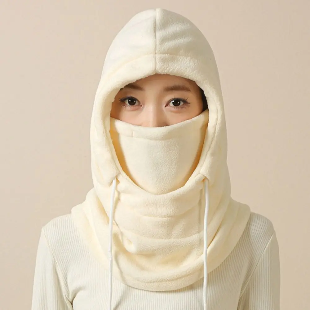 Gesichtsschutz mit Kordelzug, für den Winter, Radfahren, Kopfbedeckung, verstellbar, verdickt, Pullover, winddicht, einfarbig, Helm, Mütze, Mädchen