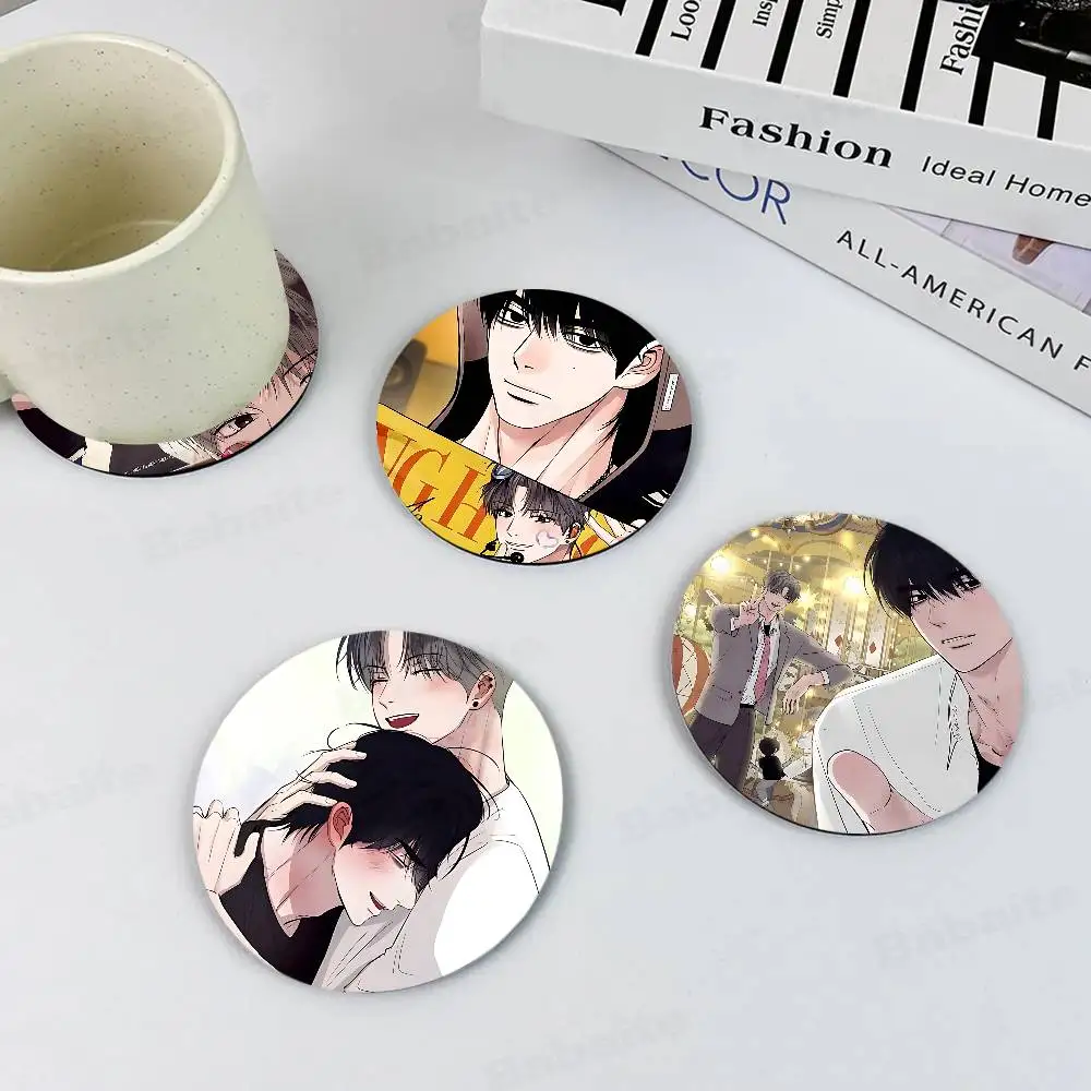 unsleep bl Anime Printed Coasters Suitable for Daily Family Party Decoration, Office, Non-Slip Wooden Coasters
